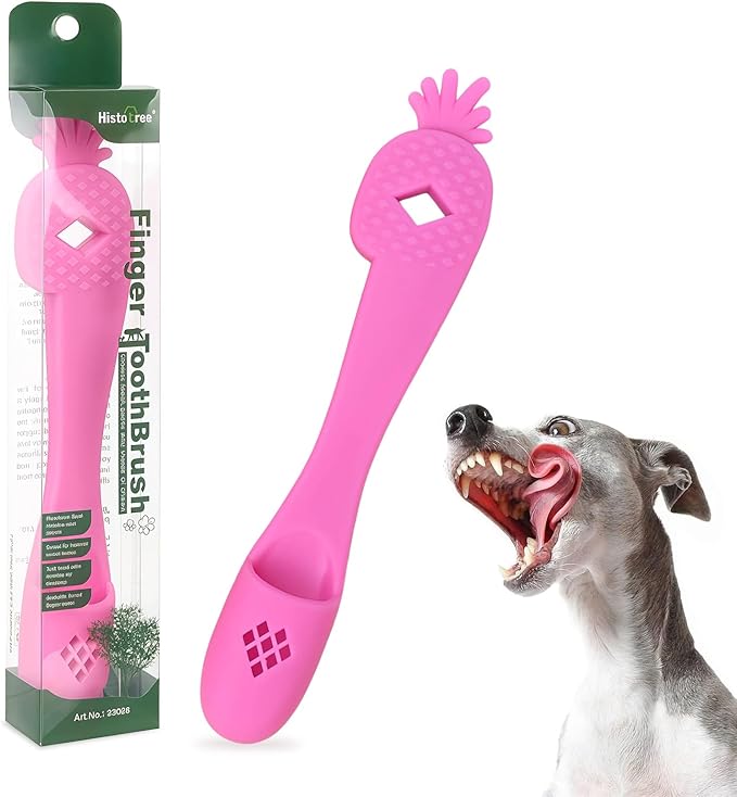 Pink Pineapple-Shaped Dog Finger Toothbrush Soft TPR Anti-Slip Dog Finger Toothbrush Cover Fun Cat Fingerbrush Tooth Cleaning Tool Pet Dental Care Toothbrush for Dogs and Cats 5.98in/15.2cm