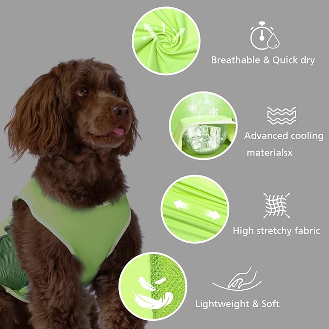 UPF 50+ Sun Protection Sleeveless Dog Shirt for Medium Dogs - Quick-Dry Breathable Sports Fan T-Shirt with Reflective Strips, Lightweight UV Protective Vest P23ST00502XXL
