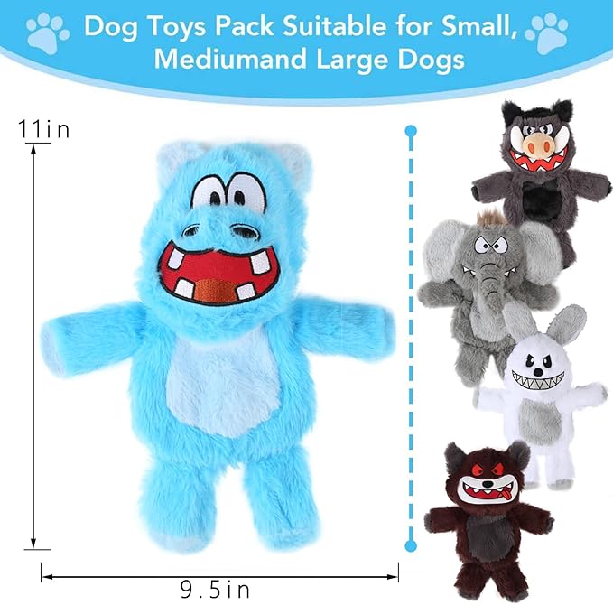 Bzonsmart 6 Pack Squeaky Dog Toys.Tough Plush Chew Toys for Dogs.Interactive Dog Toys to Keep Puppies Medium Large Breed Dogs Busy .Durable Anti-Boredom Dog Toys for Teething & Playtime.