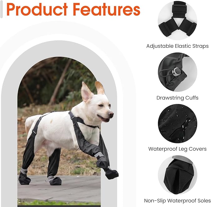 Waterproof Dog Boots for Small Medium Dogs Dog Paw Protectors Dog Suspender Boots Anti-Slip Pet Shoes for Outdoor Walking Stay-On,Dirt-Proof Comfortable Booties