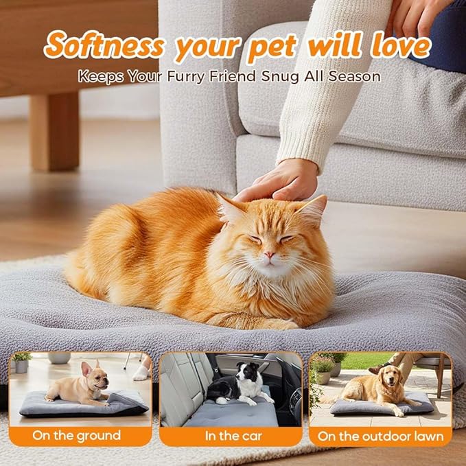 hoehew Self Warming Cat Bed, 2026 Upgraded Extra Soft Pet Heating Pad, Anti-Slip Thick Thermal Dog Mat for Indoor Outdoor, Washable Blanket Pet Supplies for Small Medium Dogs Cats (Gray, X-Large)