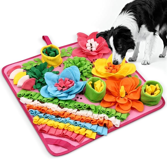 Snuffle Mat for Dogs, Pet Treats Feeding Mat, 20× 20 inch for Medium & Large, Felt Wool Dog Sniff Mats for Slow Feed, Rabbit Foraging Mats, Relieve Anxiety, with Anti-Slip Bottom