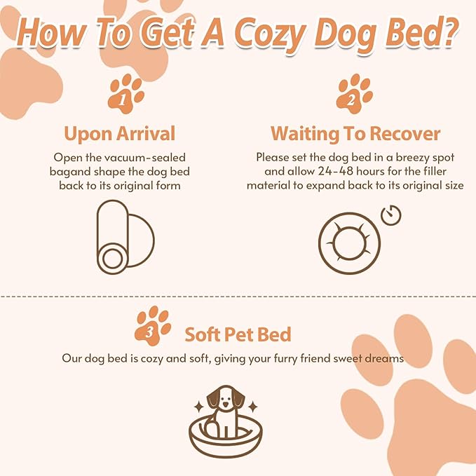 JOLLYVOGUE Calming Dog Bed for Small Dogs - 23 inches Donut Washable Small Dog Bed for Kittens & Puppies, Anti-Slip Round Fluffy Plush Faux Fur Cat Beds (Fits up to 25 lbs Pets, Cream Brown)