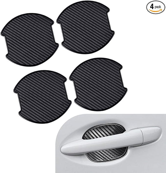 4PCS Car Door Handle Scratch Protector, 3D Carbon Fiber Auto Door Bowl Sticker, Universal Anti-Scratch Doors Handle Paint Protection Film, for Most Vehicles (Large)