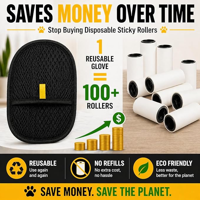 Pet Hair Remover Glove 2-Pack, Reusable Pet Hair Remover for Couch, Carpet, Furniture & Car Seats, Washable Lint Remover Mitt for Dog & Cat Hair
