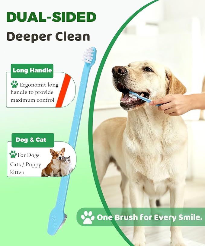 10 Pieces Pet Toothbrush Set, 360° Toothbrush for Dogs Cats, Double-Ended Soft Bristle Brush & Finger Toothbrushes, Gentle Dental Care Kit for Small Large Dogs Puppy Kittens (Multicolor)