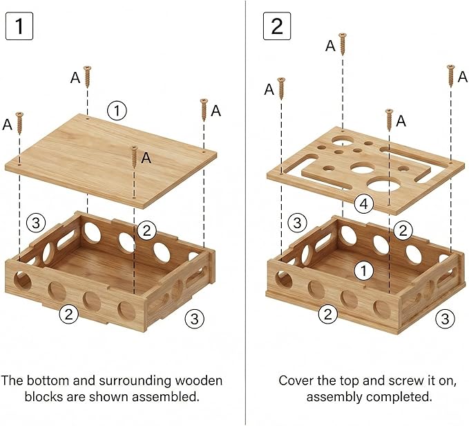 LUMIXA Reinforced Cat Nail File Scratcher Box with 8 Screws, Wooden Enrichment Puzzle Toy for Indoor Cats, Inside Sandpaper Claw Care & Furniture Protection (Assembly Guide Included)