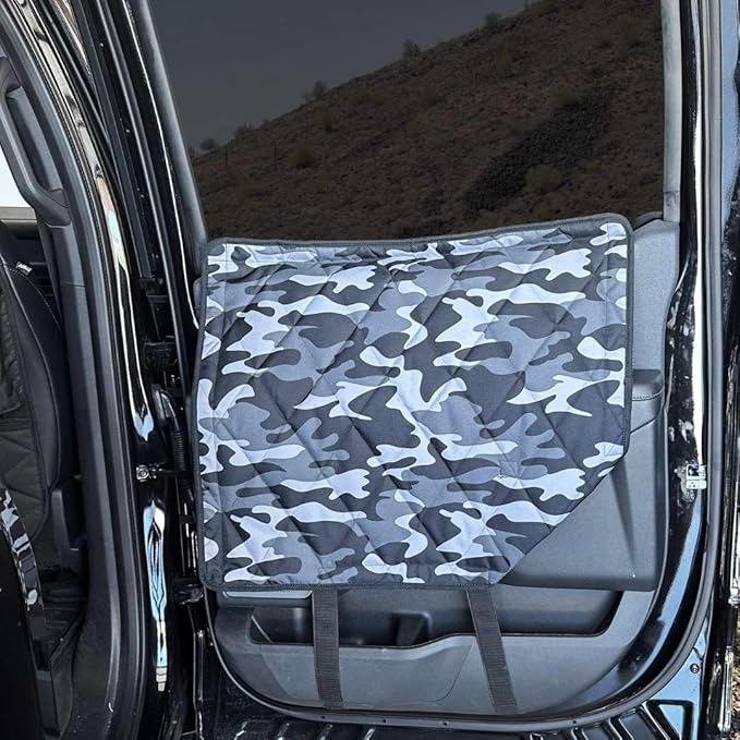 4Knines Car Door Protector for Dogs – Heavy-Duty Cover Shields Vehicle Interior from Scratches, Dirt & Drool – Waterproof Car Door Cover – Ideal for Pet Owners - Large (Camo)