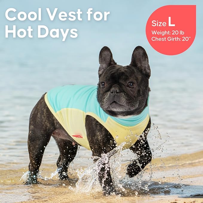 KYEESE Dog Cooling Vest, Lightweight Shirt with Insert Cooling Pad, Sun Protection Summer Heat Relief Outfit for Dogs, Reflective Dog Clothes for Outdoor Walking, Blue, S