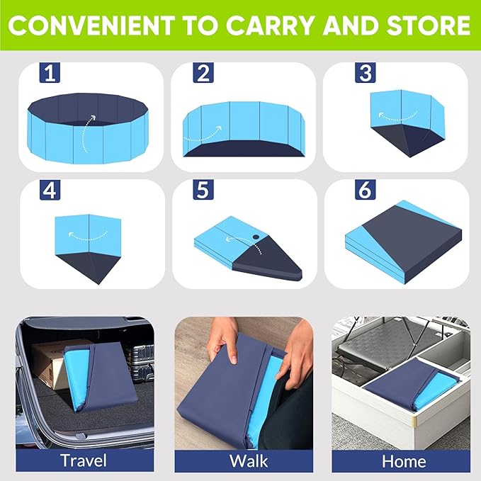 Dog Pool, Foldable Pet Swimming Pool with 6mm High-Strength PP Board, Hard Plastic Collapsible Doggy Pools for Small Dogs Kitty Duck, Non-Slip Doggie Bathtub Quick to Set Up and Drainage Hole, 40.2"