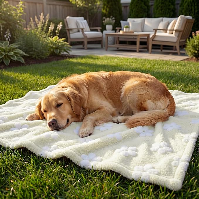 Horaldaily Pets Flannel Blanket, Beige Flowers 3D Textured Soft Fuzzy Fluffy Plush Cozy Fleece Premium Blankets for Dog Cat Puppy Kitten Couch Protection, 20x30