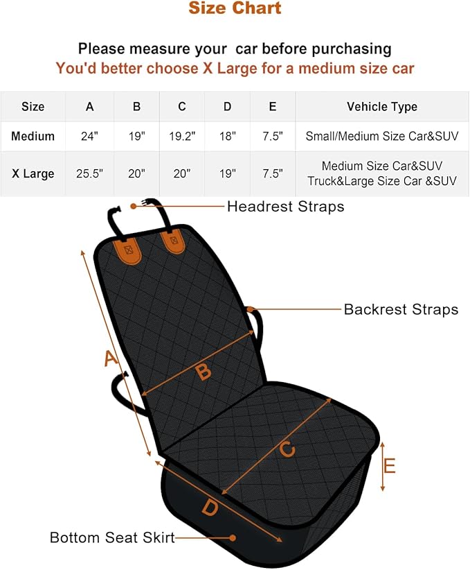 Car Front Seat Covers for Dogs Scratch-Proof Pet Car Seat Cover Non-Slip Large Car Seat Protector for Dogs Bucket Seat Cover