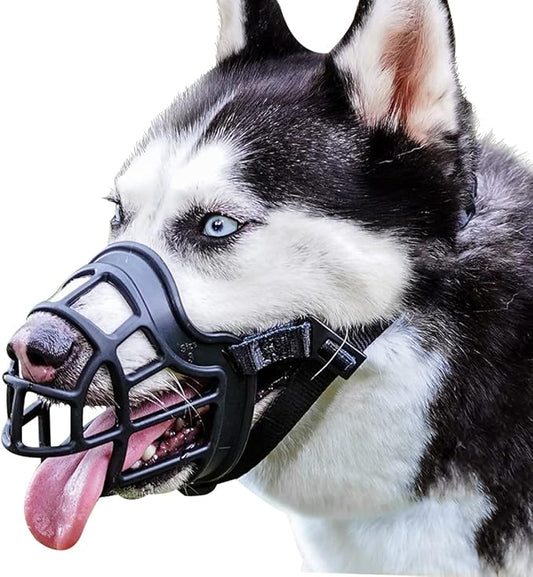 BARKLESS Dog Muzzle, Basket Muzzle Anti Biting Chewing, Sturdy Lightweight Cage Mouth Cover for Small Medium Large Sized Dogs, Allows Panting Drinking, Suitable for Grooming Trimming Training