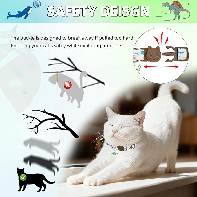 PUPTECK Cat Collar Breakaway with Bells, Kitten Collar Outfit Adjustable for Girl Boy Small Pet Puppy Bunny, Cute Costume Accessory with Safety Release Buckle (Animal)