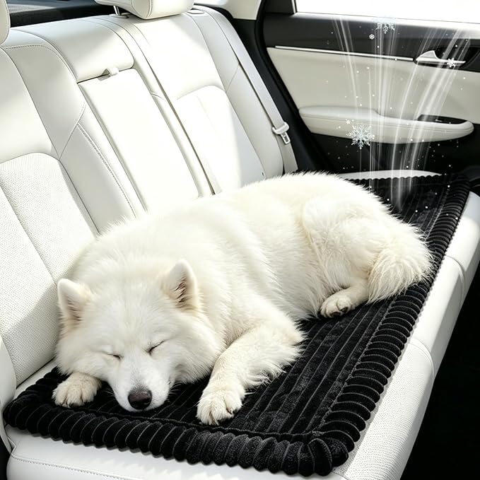 Dog Car Seat Cover for Back Seat, Black Flannel Pet Bed Mat, Non-Slip Waterproof Bottom, Washable Dog Bed & Seat Protector for Cars SUVs Trucks, Fits Backseat Extenders, 59.1 x 23 Inches
