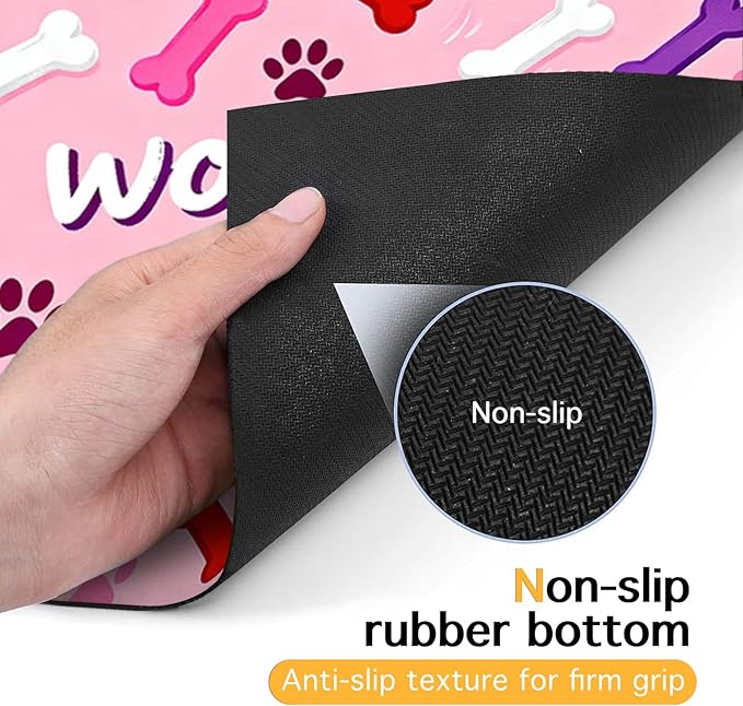 HOMETITUTE 24x16 inch Non Slip Dog Food Mat Pet Bowl Placemat for Food and Water Puppy Feeding Mat Small Dog Bowl Mats Cat Food Mat Easy Clean Pet Feeding Mats for Small Pets