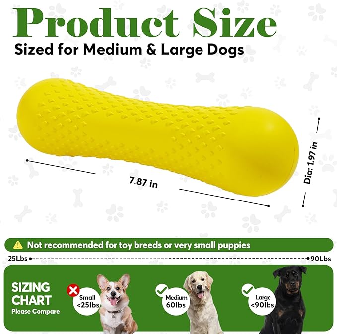 Kimee Natural Rubber Dog Chew Toy, Tough Bone Dog Toy for Aggressive Chewers, Milk-Scented Interactive Dog Toy for Medium & Large Dogs to Chew, Tug & Fetch