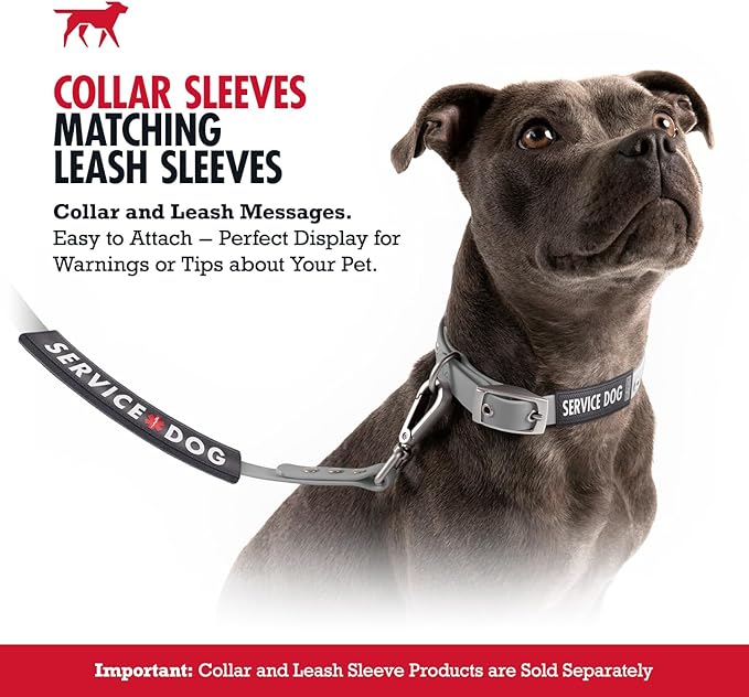 Tuff Pupper 2-Pack Waterproof Collar Sleeves | Fits Any 3/4 Inch Wide Dog Collar | Dual Sided Message | Durable Silicone & Neoprene | Odor & Stink Proof | Easy Slide On & Off (Service Dog, Small)