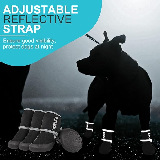 EXPAWLORER Waterproof Dog Shoes for Small Medium Large Dogs, Summer Dog Shoes for Hot Pavement, Hiking Walking, Reflective Dog Booties for Outdoor Snow Rain Days, Anti-Slip Dog Boots & Paw Protectors