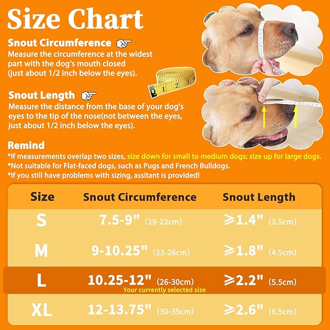 Mayerzon Dog Muzzle for Large Medium Small Dogs, Adjustable Fit, Soft & Sturdy Fabric, Prevents Fierce Barking Biting Chewing, Ideal for Grooming Walking Vet Visits, Allows to Pant Drink (Khaki, L)