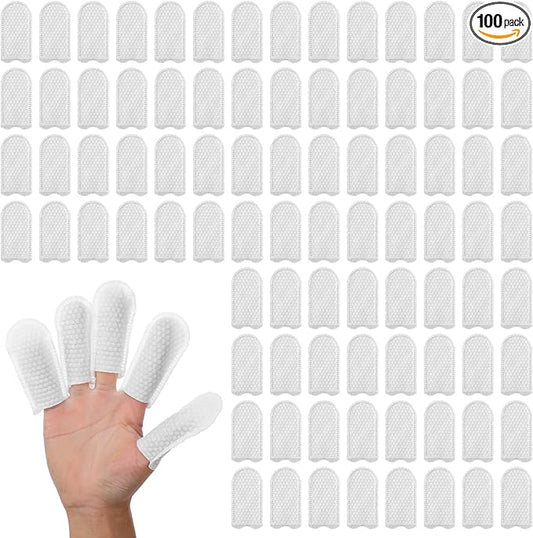 100 Pcs Cotton Finger Cots Dog Ear Wipes for Pet Ear Cleaning Cloth Finger Cots Fingers Covers Fingers Gloves Disposable for Nails Cleaning Dog Cat Teeth Cleanings Grooming Nail Trimming Precise Tasks