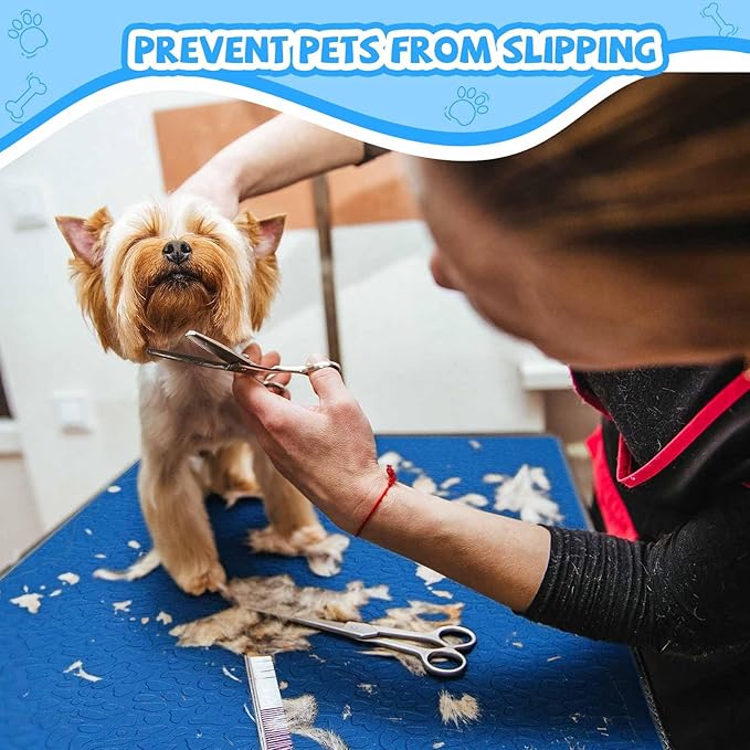 Nuanchu Extra Thick Grooming Table Mat Pad 36 x 24 x 0.24 Inches, Non-Slip PVC and Foam Pet Bathing Table Padded Mat for Grooming Pet Dogs Cat at Home(Blue)