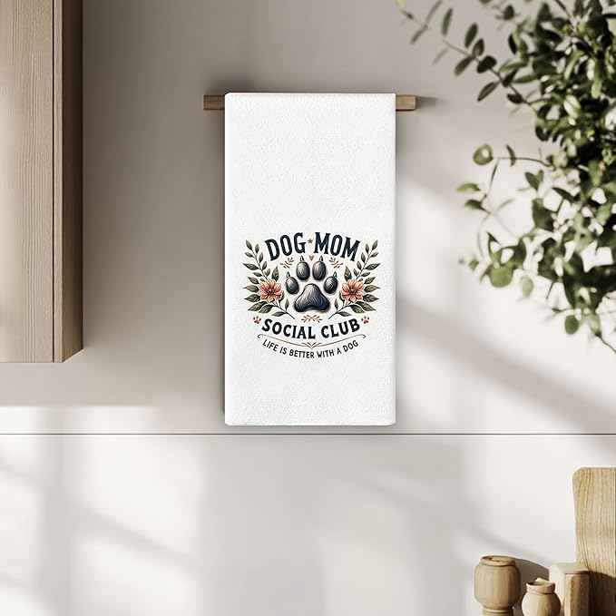 Dog Mom Kitchen Towels - Dog Mom Gifts for Women, Life is Better with Doggy Hand Towels Dish Towels for Bathroom Kitchen Decor, 16x24 Inch