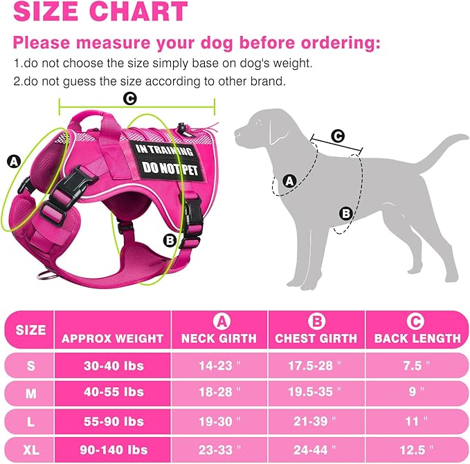 WINSEE Service Dog in Training Mesh Harness with 10 Pet Patches, Soft Air Mesh Breathable Tactical Dog Molle Vest, Reflective Military Pet Vest for Walking Hiking for Large Dogs