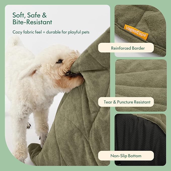 Vagascape Dog Bed, Waterproof Pet Bed with Washable Removable Cover, Comfort Cat Dog Pad for All Seasons, Heating Green Clover Shape Cat Mat with Nonskid Bottom(35"x27")