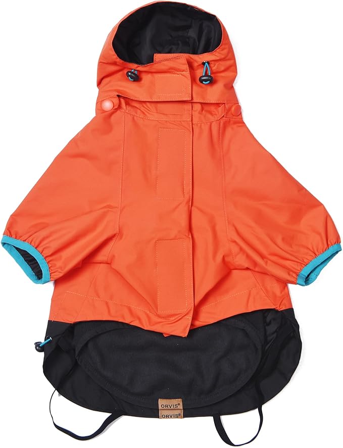 Orvis Dog All Season Trekker 3-in-1 Coat for Dogs, Size Large; Orange High Visibility All Weather Dog Coat with Raincoat & Fleece Vest that Can Be Worn Separately or Together; Removable Hood
