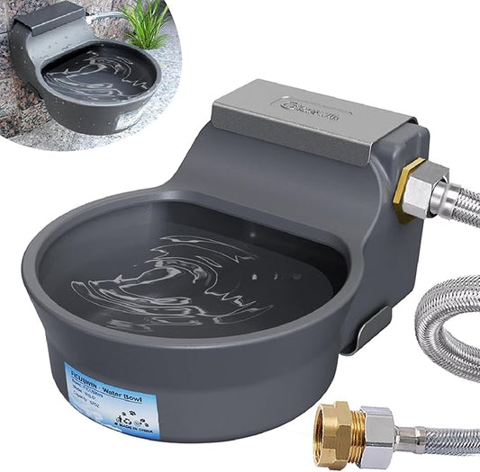 67OZ Automatic Water Dispenser for Dogs Patented Auto-Filling Dog Water Bowl Dispenser Wall-Mount Saving Space Outdoor Automatic Dog Water Feeder Includes Fixed Part Copper Connector 3/4'' Water Hose
