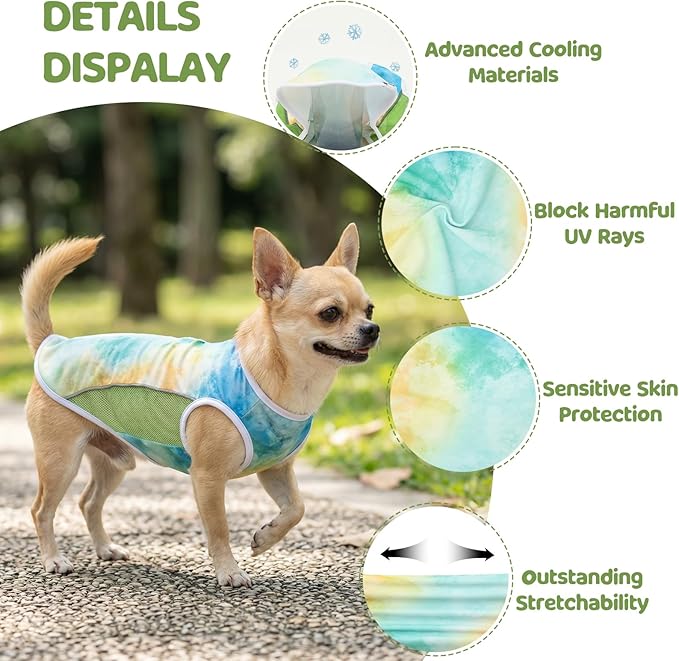 UPF 50+ Sun Protection Dog T-Shirt, 2 Pack Lightweight Sleeveless Dog Vest for Medium Large Dogs Boy – Reflective Strips, Quick-Dry Pet Apparel, Sports Fan Shirt P23ST00508XXXL