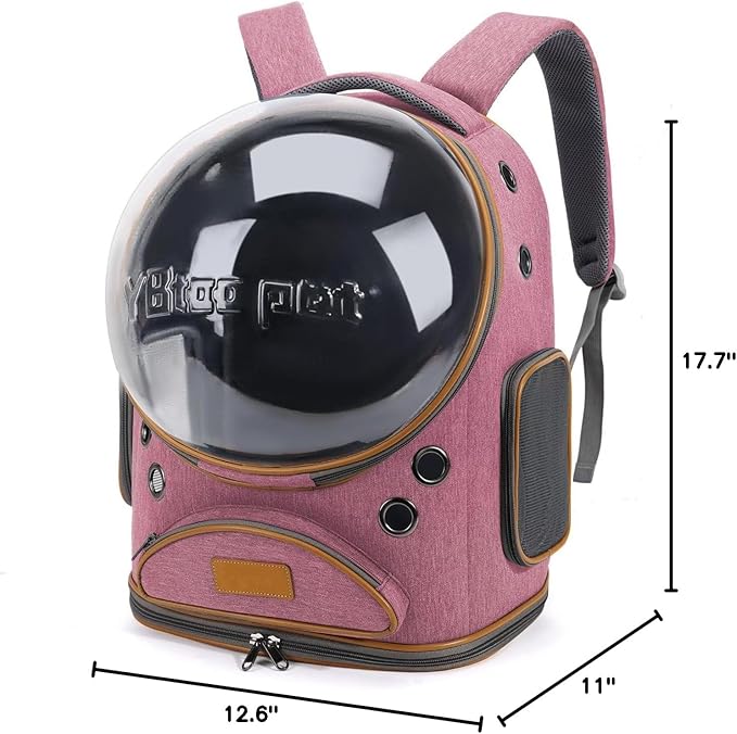 Cat Backpack Carrier, Breathable Cat Carrier Large Space Bubble Pet Backpack for Small Dog and Large cat up to 18lbs, Transparent & Foldable Pet Carrier for Travel Hiking (Pink)