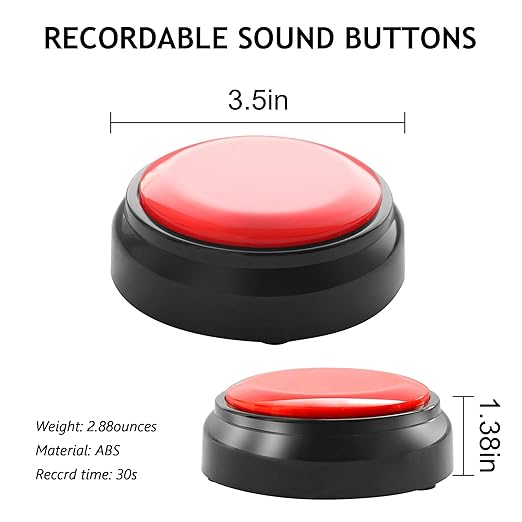 Recordable Sound Button - Pet Training Voice Recorder Buttons | 30-Second Custom Prank Sound Button for Gifts, Parties & Dog Commands Talking Answer Buzzers Funny Buttons (Battery Included)