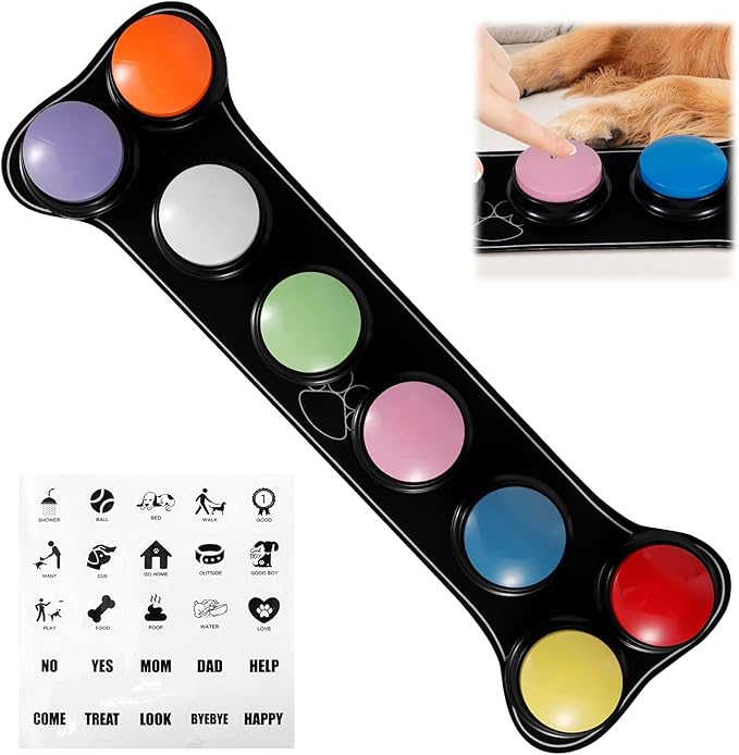 8Pcs Dog Buttons for Communication Battery Powered Voice Recording Buttons Plastic Dog Talking 8 Colors Communication for Training Your to Talk