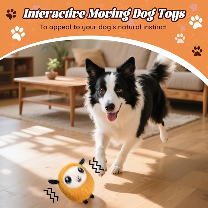 Interactive Moving Dog Toys, 2026 Upgraded Jumping Squeaky Moving Dog Ball, Rechargeable Plush Chew Toys for Small/Medium/Large Dogs to Keep Them Busy (Orange)