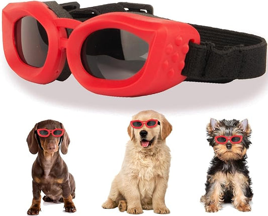 Dog Goggles Small Breed, UV/Wind/Dust/Fog Protection Pet Sunglasses with Adjustable Strap,Outdoor Dog Sunglasses for Small Dogs,Easy Wear
