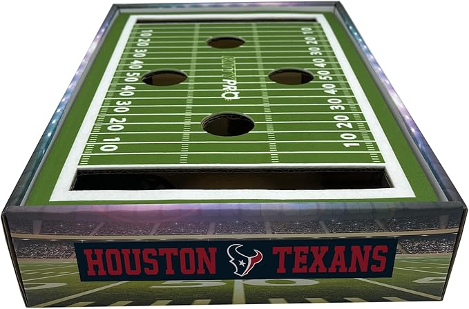 NFL Houston Texans Felt Football Field Cat Scratcher - Cat Toy with Jingle Balls for Lounge & Play