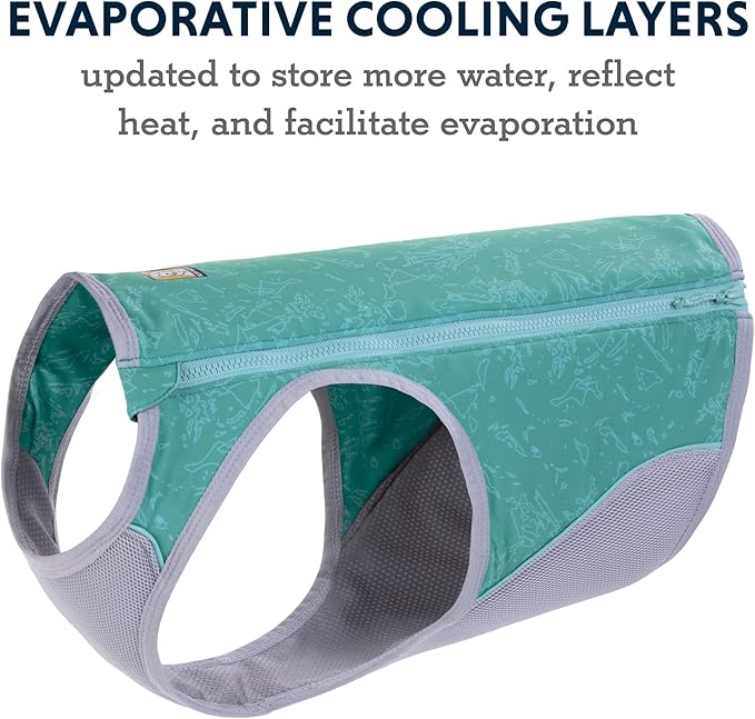 Ruffwear, Swamp Cooler Zip Dog Vest, Evaporative Cooling for Hot Weather, Aurora Teal, Large