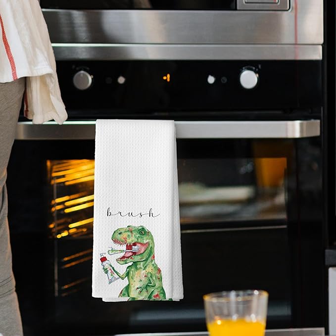 Funny Dinosaur Hand Towels, Dinosaur Gifts for Boys Kids Hand Towel for Bathroom Decor, Funny Dino Decorative Towels for Kids Boys Bathroom Washroom Restroom 16x24 Inch