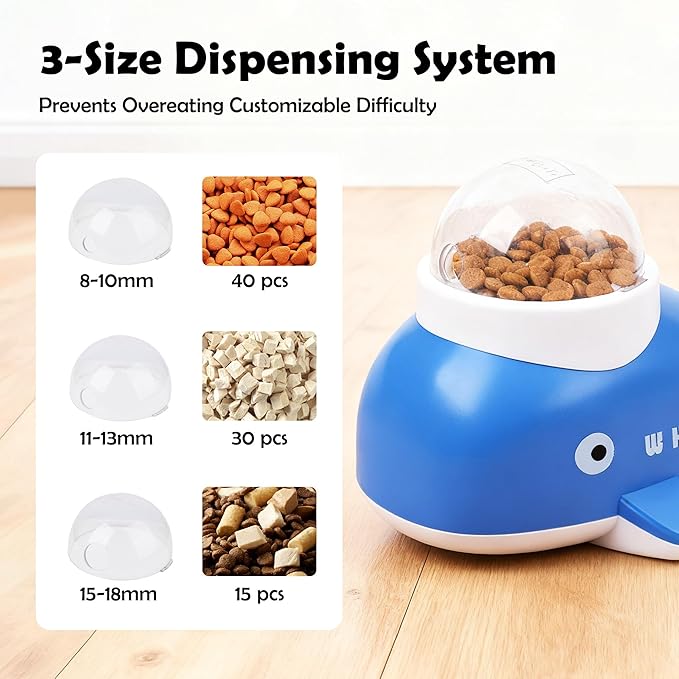 Pawise Interactive Dog Puzzle Toys & Cat Food Dispenser - Whale-Shaped Dog Puzzle Toy for Mental Stimulation, Slow Feeder Cat Bowl for Healthy Eating, Dog Enrichment Toys for Small Pets IQ Training