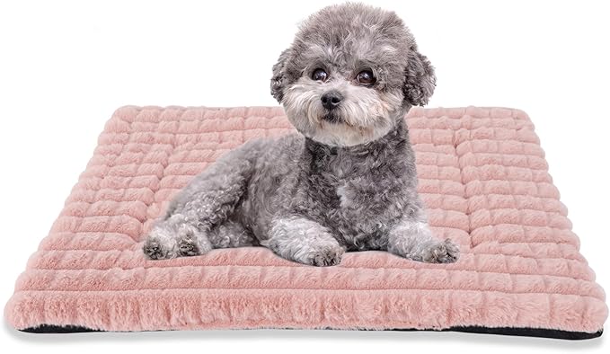 BVAGSS Dog Bed Washable Crate Mattress,Anti-Slip Memory Foam Soft Warm Pet Cushion for Small Medium Dogs, Calming Fluffy Sleeping Kennel Pad XH082 (39''x28'',Pink)