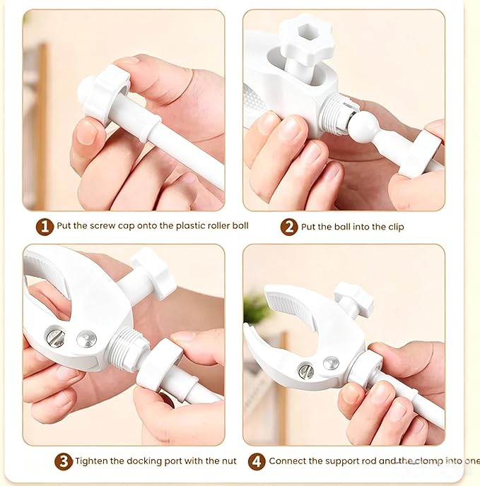 Dog Hair Dryer Stand Holder - Adjustable 31.5" Heavy Duty Blow Dryer Mount, Hands Free Pet Grooming Tool for Dogs with Secure Clamp, Fits Most Hair Dryers (White)