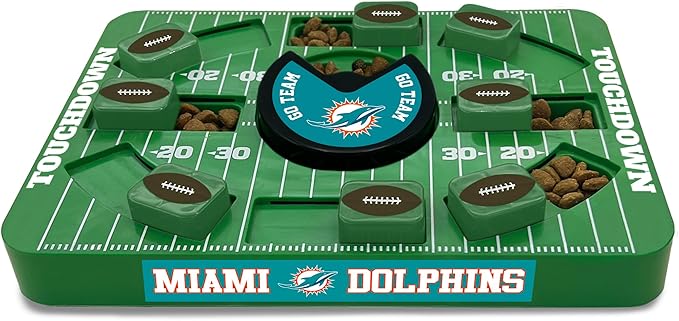Pets First NFL Miami Dolphins Large Puzzle Toy, New Size, Interactive Dog Treat & Slow Feeding Toy