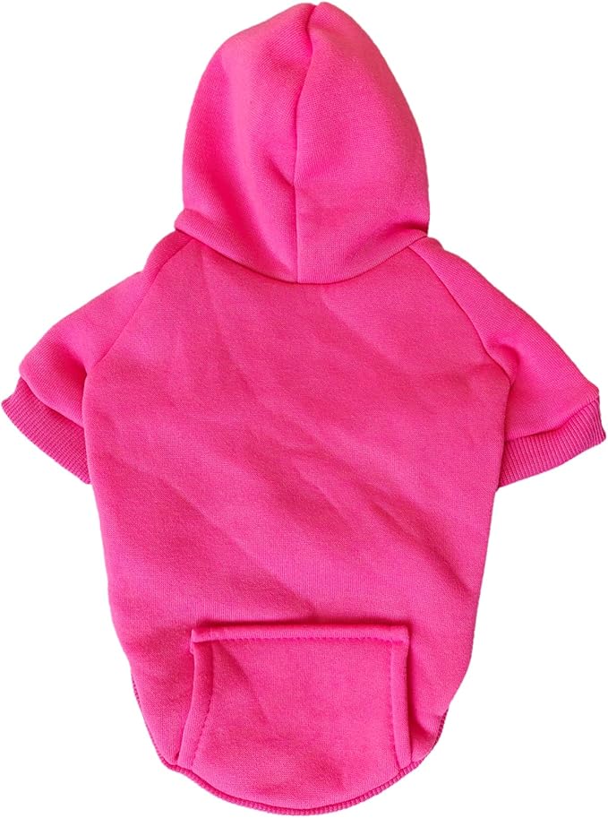 Jecikelon Soft Dog Hoodies for Small Dogs, Fleece Puppy Sweatshirt with Pockets, Warm Winter Cold Weather Coats for Pet Cat, Cute Clothes Puppy Costume (Rose red, Large)