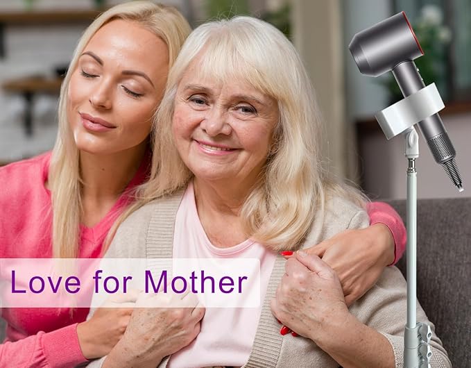 Purple River Hair Dryer Stand 20" to 63" Adjustable Blow Dryer Holder with Tripod and Universal Clip, Easy to Use, Hands Free Relieve Wrist Pain, Shoulder Periarthritis etc (White)