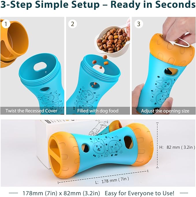 Treat Dispensing Dog Toy, Dog Puzzle Toys for Small Medium Large Dogs, Mental Stimulating Stepless Adjustable Slow Feeder, Boredom Relief Interactive Puppy Enrichment to Keep Them Busy Ideal Gift Blue