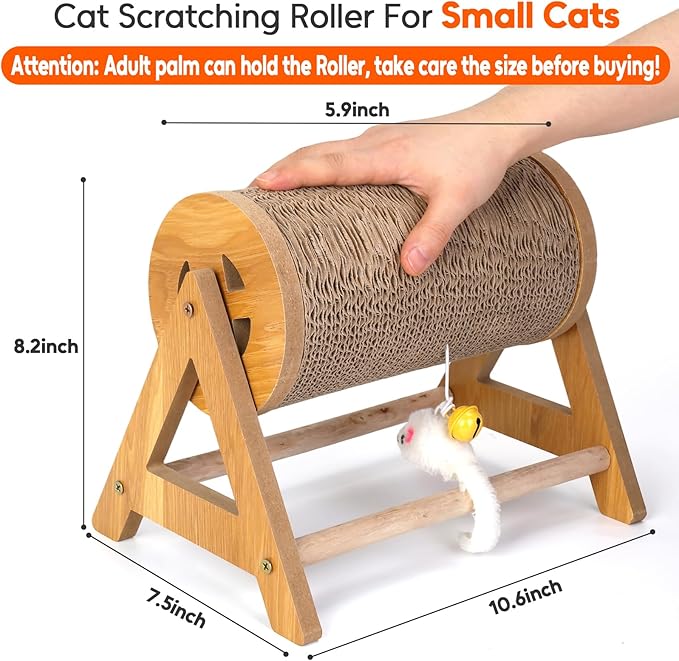 Cat Scratching Board, Indoor Scratcher for Cats, Cat Scratching Roller Toy, Interactive Toy Furniture Protector, Exercise Toy for Kittens, Cats, Small Pets