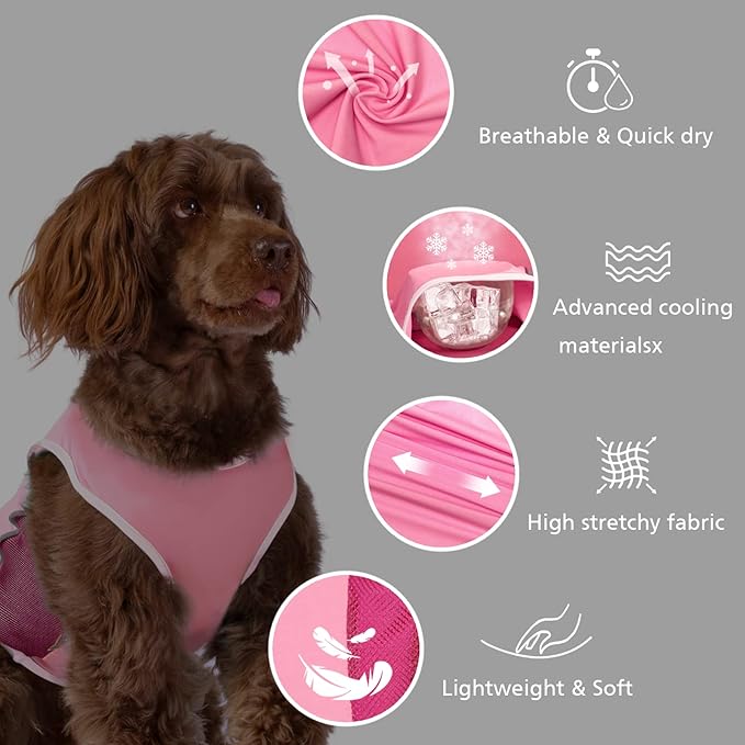 UPF 50+ Sun Protection Sleeveless Dog Shirt for Medium Large Dogs - Breathable Lightweight Sports Fan T-Shirt with Reflective Strips, UV Protective Apparel P23ST00503XXXL
