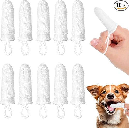 10Pcs Microfiber Soft Dog Tooth Brushing Kit Dog Finger Toothbrush Pet Dental Finger Brush Dogs Cat Teeth Cleaning & Care, Remove Plaque and Tartar
